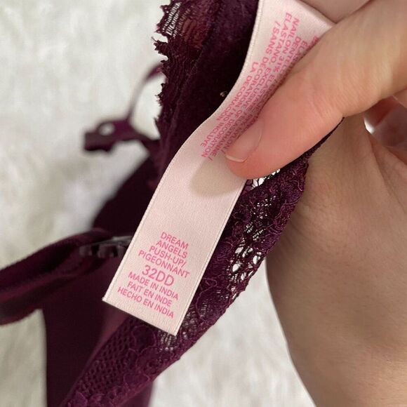 Women Victoria's Secret Underwired Lace Push Up Bra in Dark Magenta Size 32DD - Picture 11 of 12